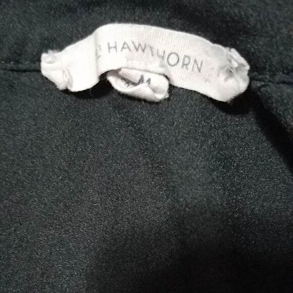 Hawthorne Black Sheer Rushed Short Sleeves Blouse Size Medium - Picture 2 of 10